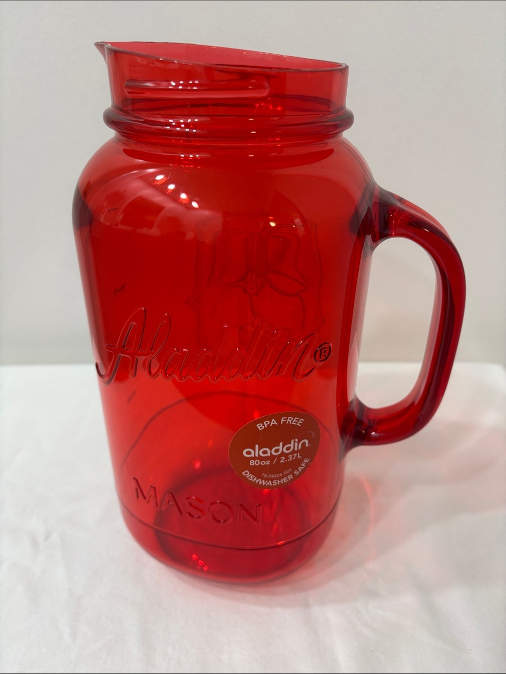 Aladdin Red Mason-Style Pitcher with Handle
